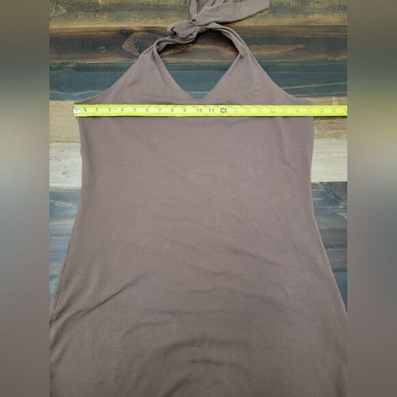 SO Halter V Neck Tunic Blouse Stretchy Fitted Solid Brown Plus Size XXL - Picture 5 of 6